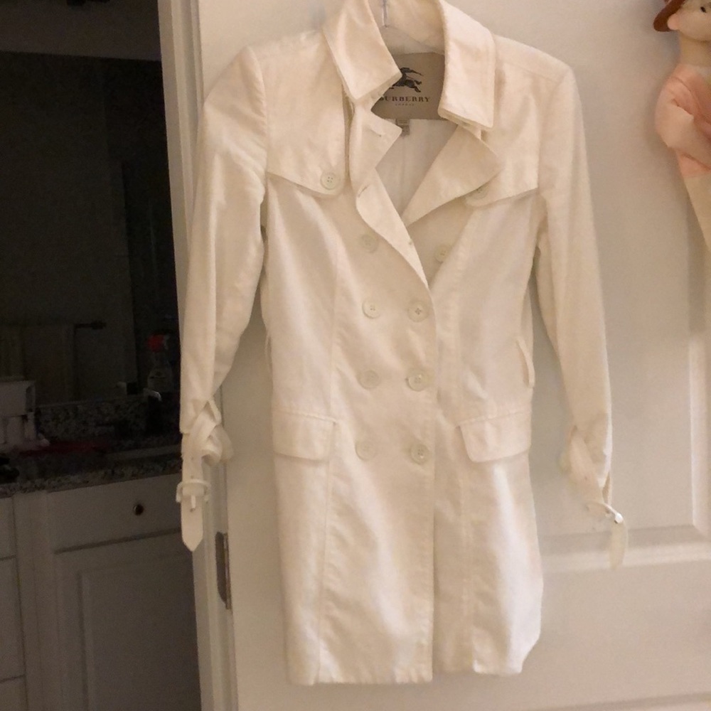 Burberry white trench coat jacket
